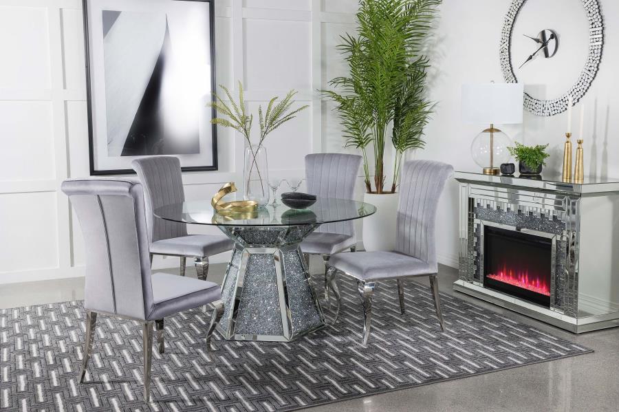 QUINN HEXAGON PEDESTAL DINING ROOM SET - TEAL