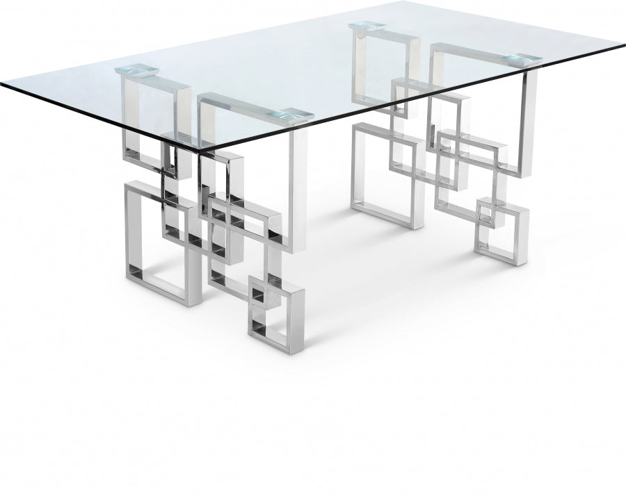 ALEXİS CHROME TABLE + 6 CHAIRS DINING SET