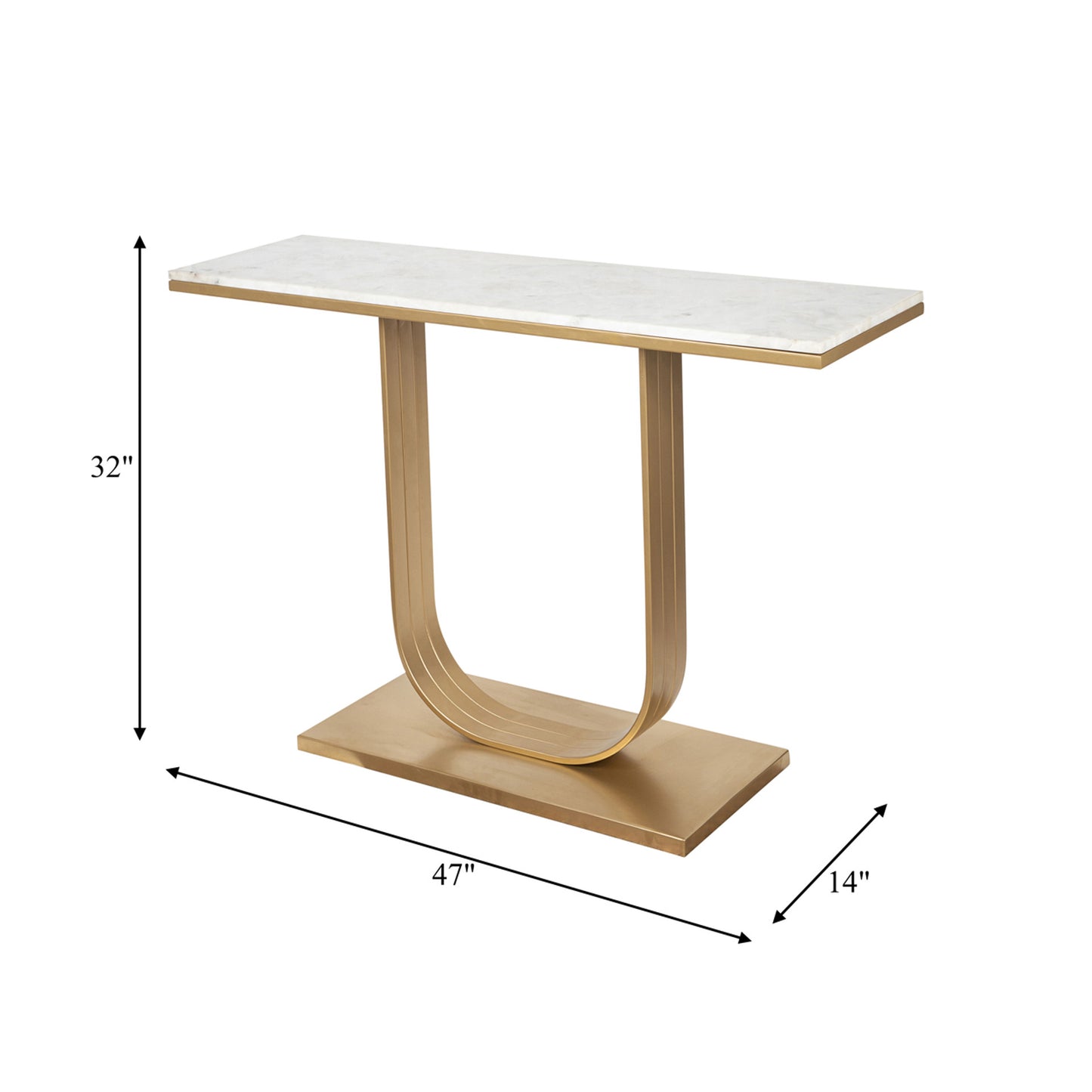 METAL/MARBLE, 47X32 ACCENT TABLE, GOLD/WHITE