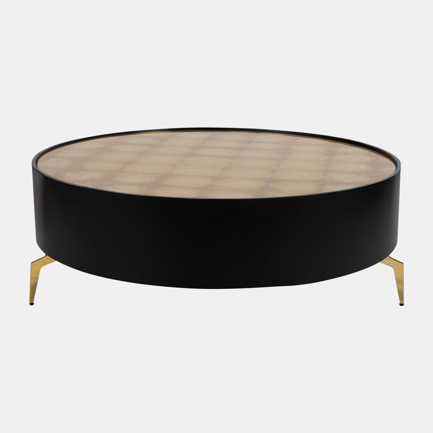 WOOD,47" GOLD LEAF TOP COFFEE TABLE, BLK/GLD