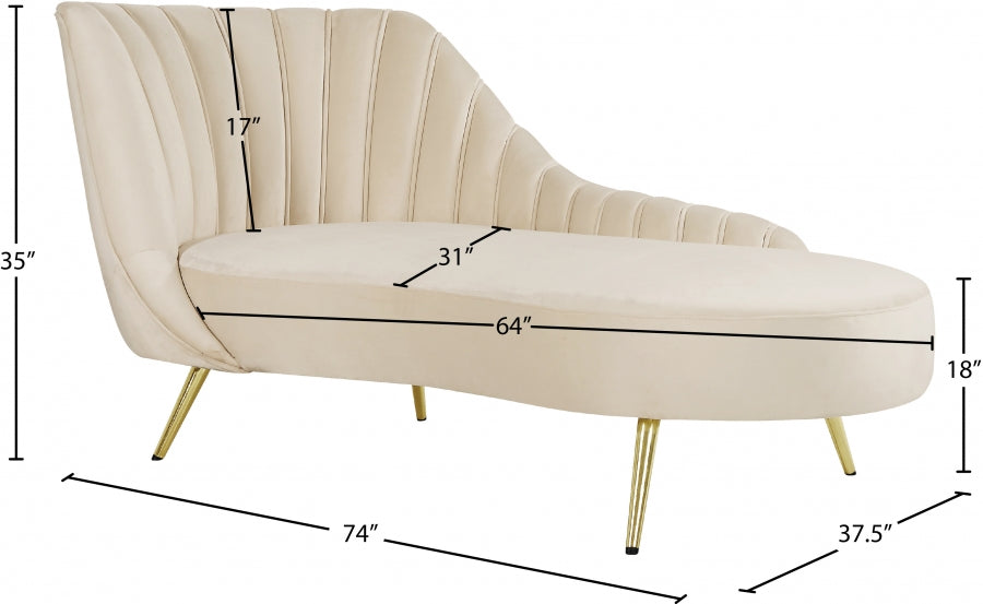 MARGO VELVET CHAISE LOUNGE - CREAM
