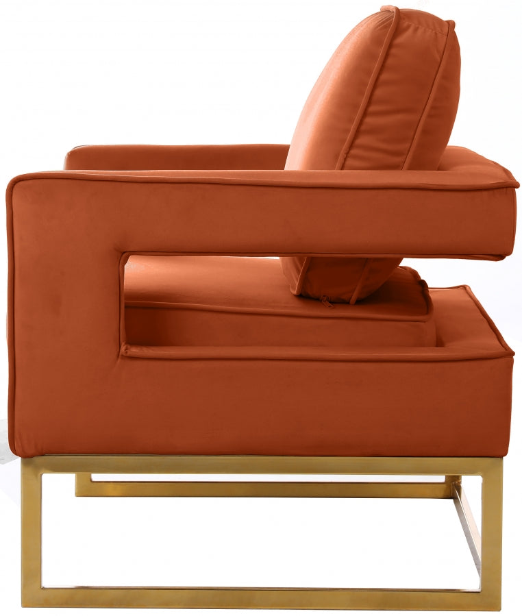 NOAH VELVET ACCENT CHAIR - COHNAC
