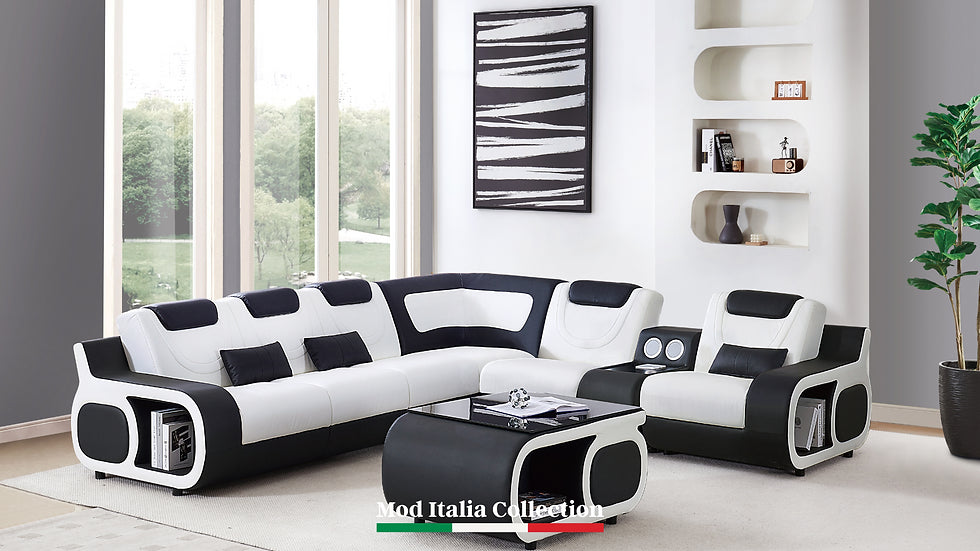 MI - 2130 TRON LEATHER SECTIONAL WITH COFFEE TABLE