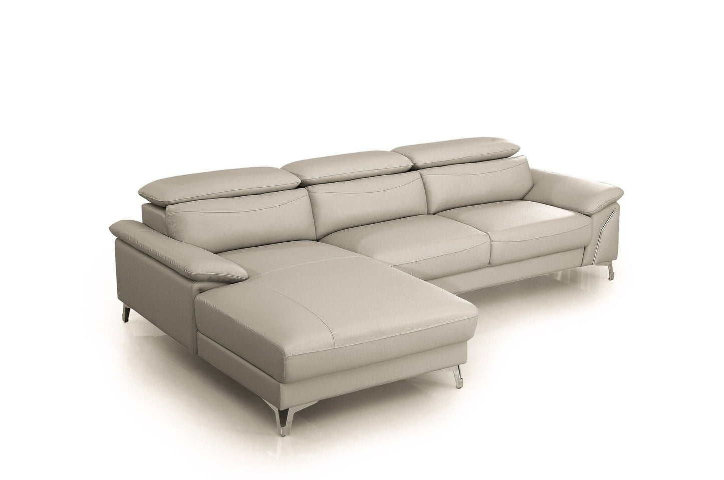 DIVANI CASA SURA - MODERN LIGHT GREY LEATHER LAF SECTIONAL LIVING ROOM SET