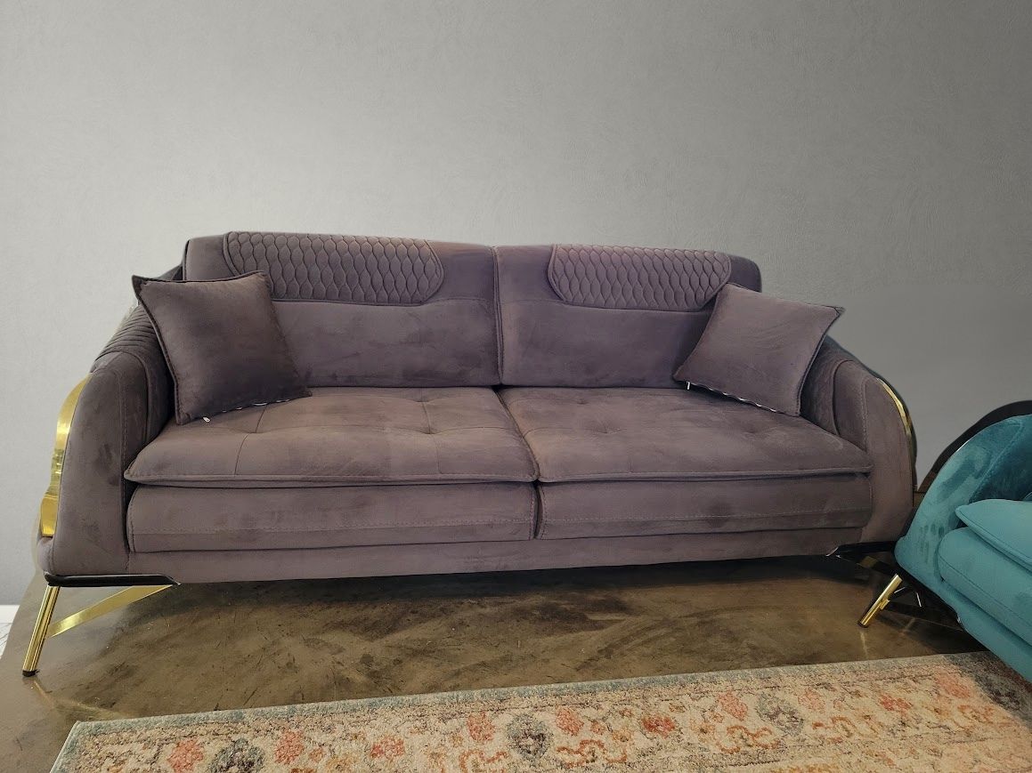 ZE-100 BIANCA LIVING ROOM 2 x SOFA & 1 x CHAIR SET - GRAY & GREEN