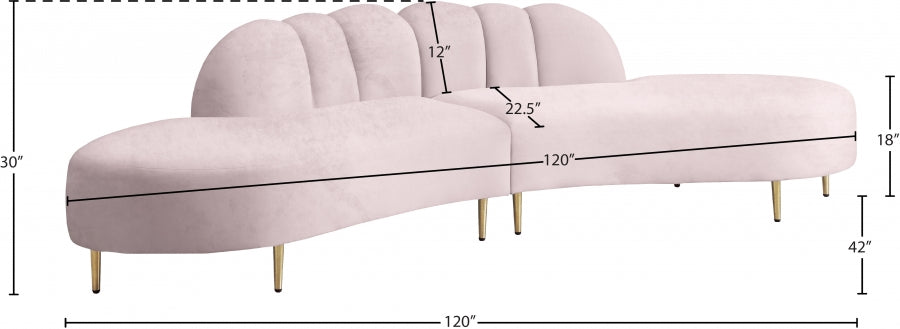 DIVINE VELVET 2PC. SECTIONAL SET - PINK