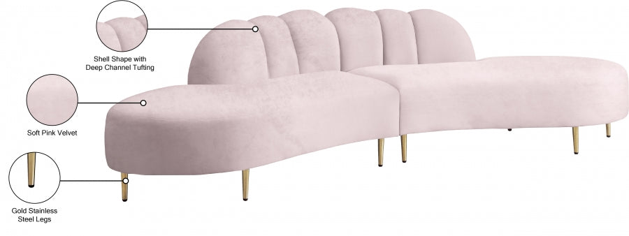 DIVINE VELVET 2PC. SECTIONAL SET - PINK