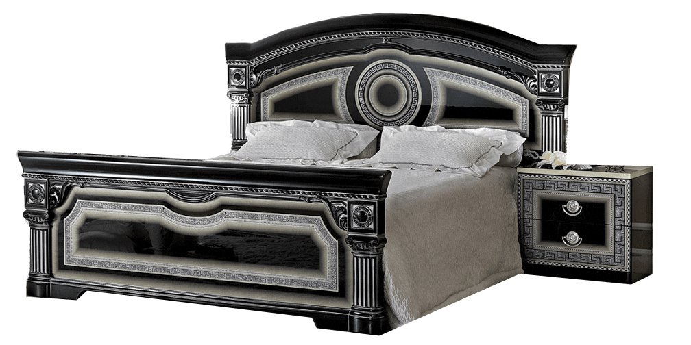 AIDA BLACK/SILVER QUEEN SIZE CLASSIC BED