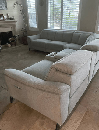 DIVANI CASA LLOYD - MODERN GREY FABRIC SECTIONAL WITH RECLINERS + CONSOLE