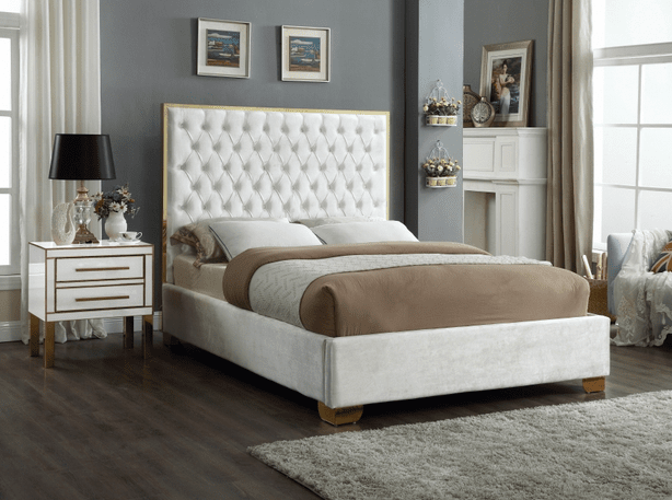 LANA VELVET KING/QUEEN/FULL/TWIN SIZE PLATFORM BED - GREY