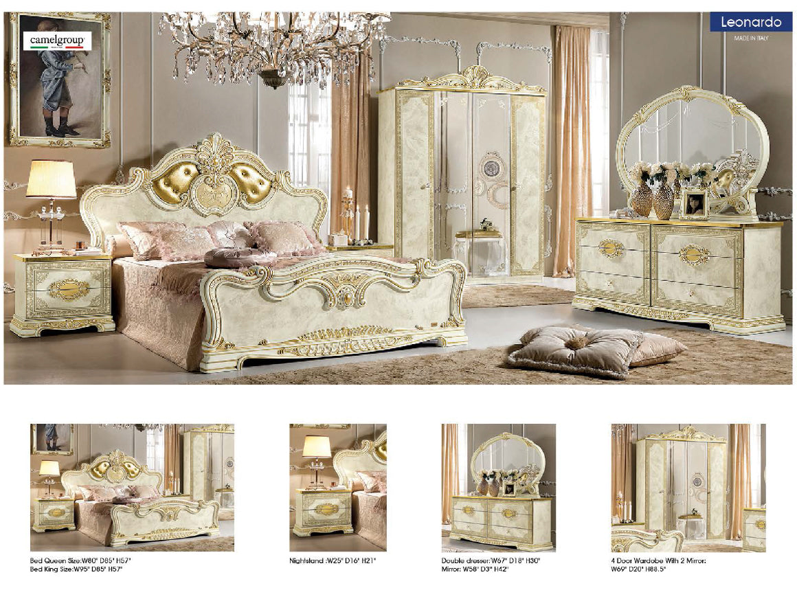 LEONARDO 4PCS KING/QUEEN CLASSIC BEDROOM SET