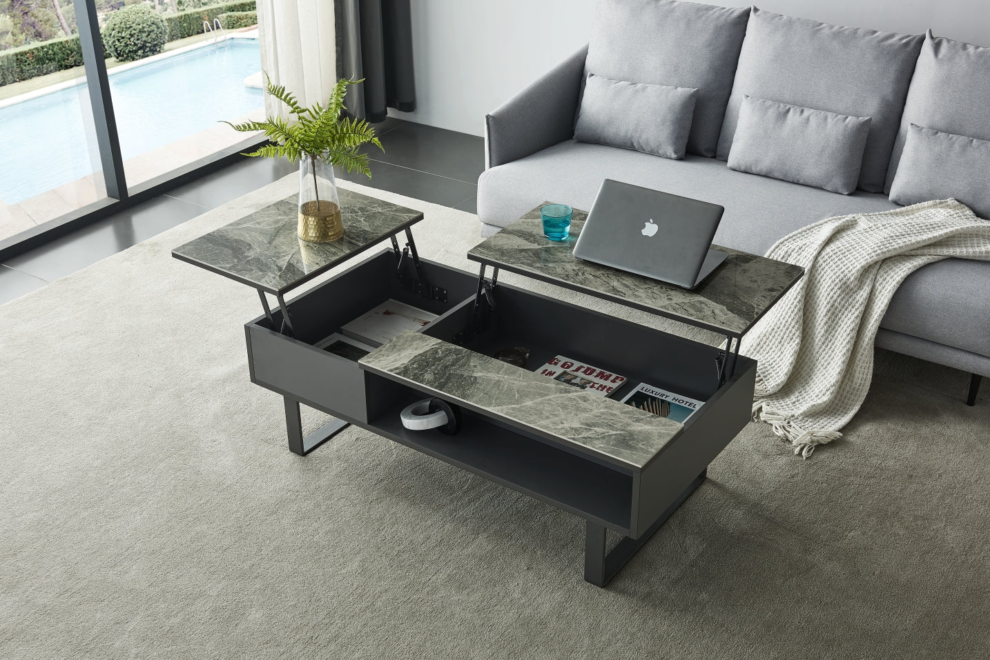 1388 COFFEE TABLE WITH STORAGE - GREY