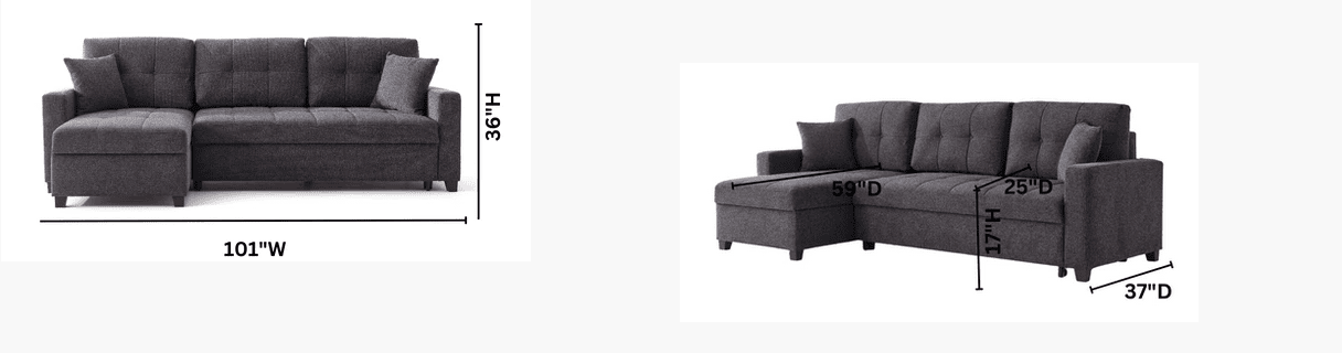 MOCCA SLEEPER & STORAGE SECTIONAL - DUPONT GRAY