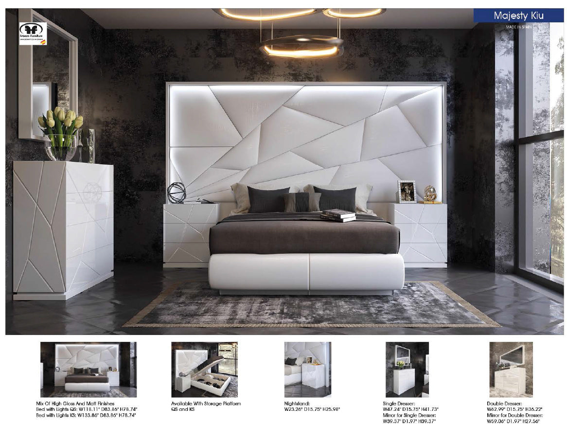 MAJESTY KING/QUEEN MODERN LEATHER BED WITH LIGHT