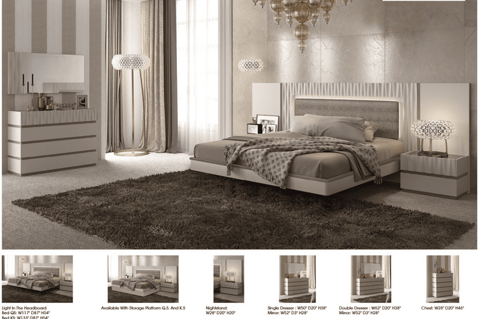MARINA TAUPE 5PCS KING/QUEEN MODERN BEDROOM SET