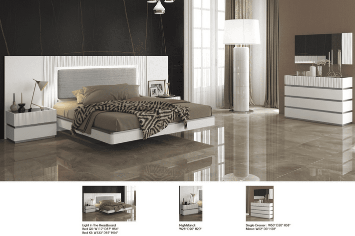MARINA WHITE 5PCS KING/QUEEN MODERN BEDROOM SET