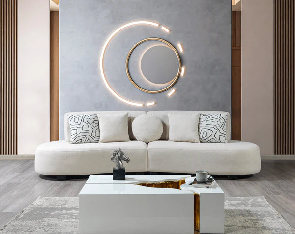 NV-204 IVORY BOUCLE 2-PIECE CURVED SECTIONAL