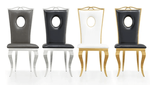 D605 UNICO SANTIAGO 5PCS ROUND DINING SET - BLACK & GOLD