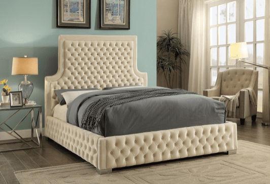 SEDONA VELVET KING/QUEEN SIZE PLATFORM BED - GREY