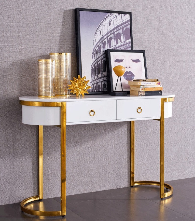 131 HALLWAY CONSOLE TABLE GOLD / WHITE