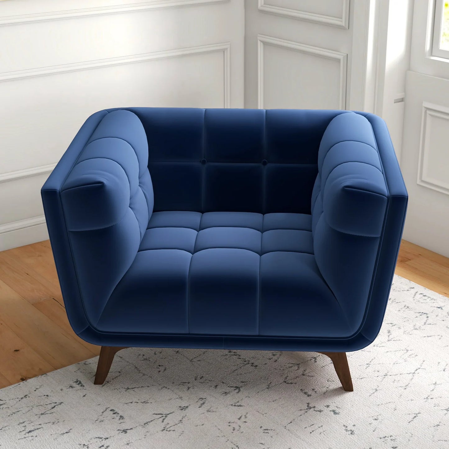 ADDISON LOUNGE CHAIR NAVY BLUE - VELVET