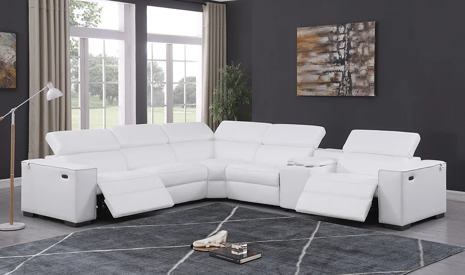 MI - 631 6PCS PICASSO LEATHER SECTIONAL 2 PWR - CARAMEL