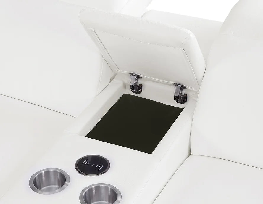 NE-177 7PCS SECTIONAL 3 PWR RECLINER & 2 PWR HEADREST - WHITE