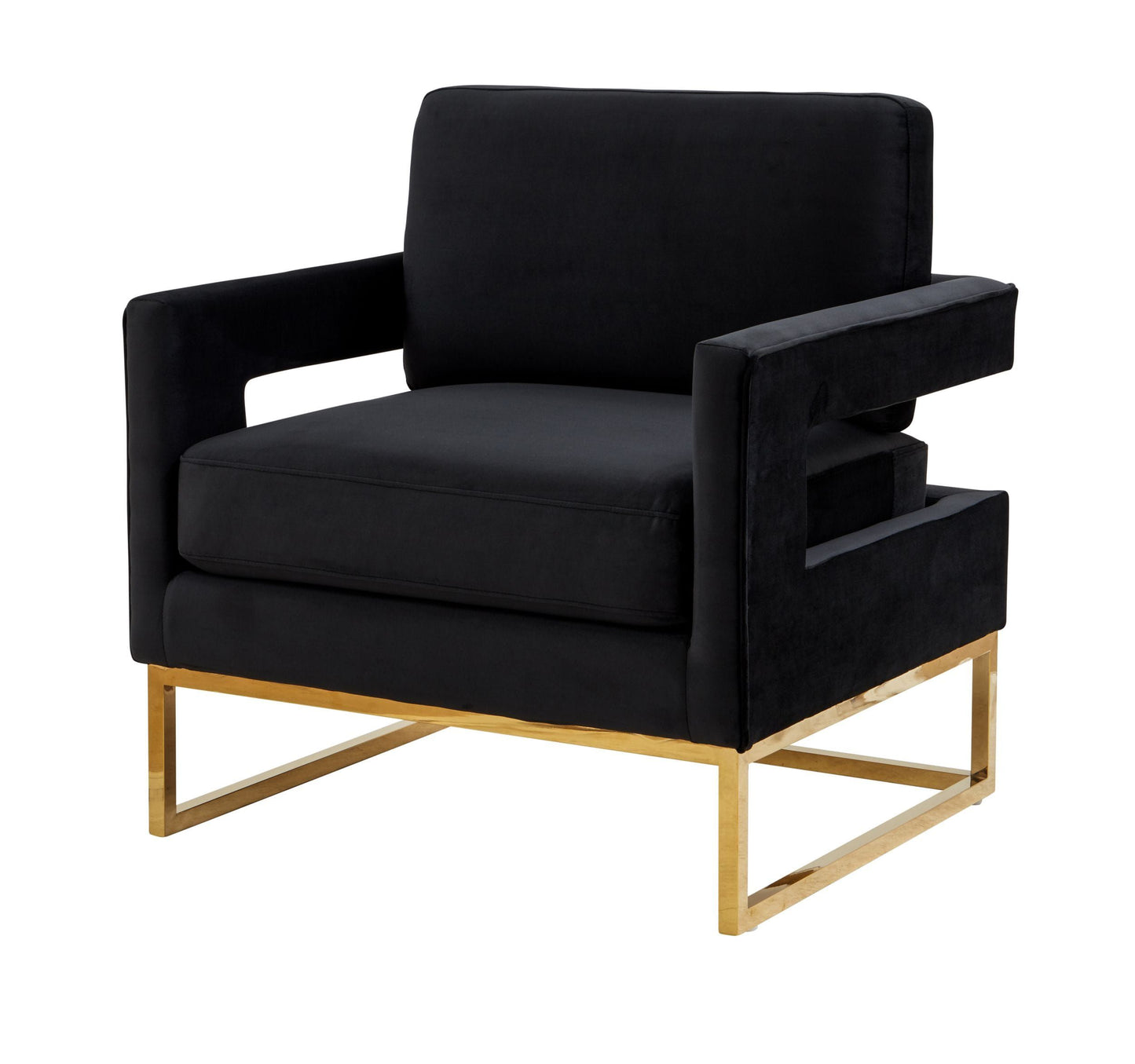 MODREST EDNA - MODERN BLACK VELVET & GOLD ACCENT CHAIR