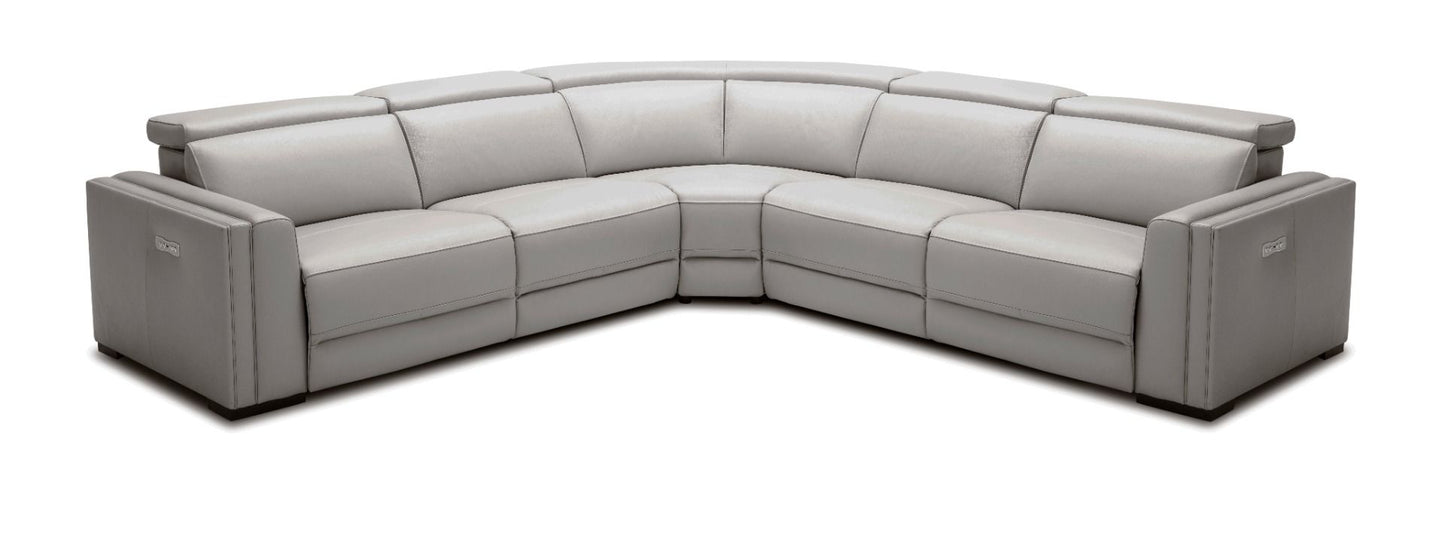 MODREST FRAZIER - MODERN LIGHT GREY LEATHER SECTIONAL WITH RECLINERS