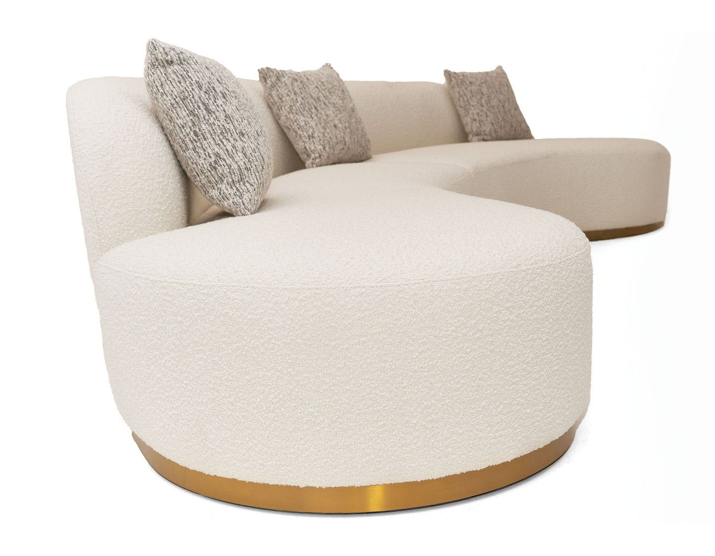 DIVANI CASA FRONTIER - GLAM WHITE FABRIC CURVED SECTIONAL