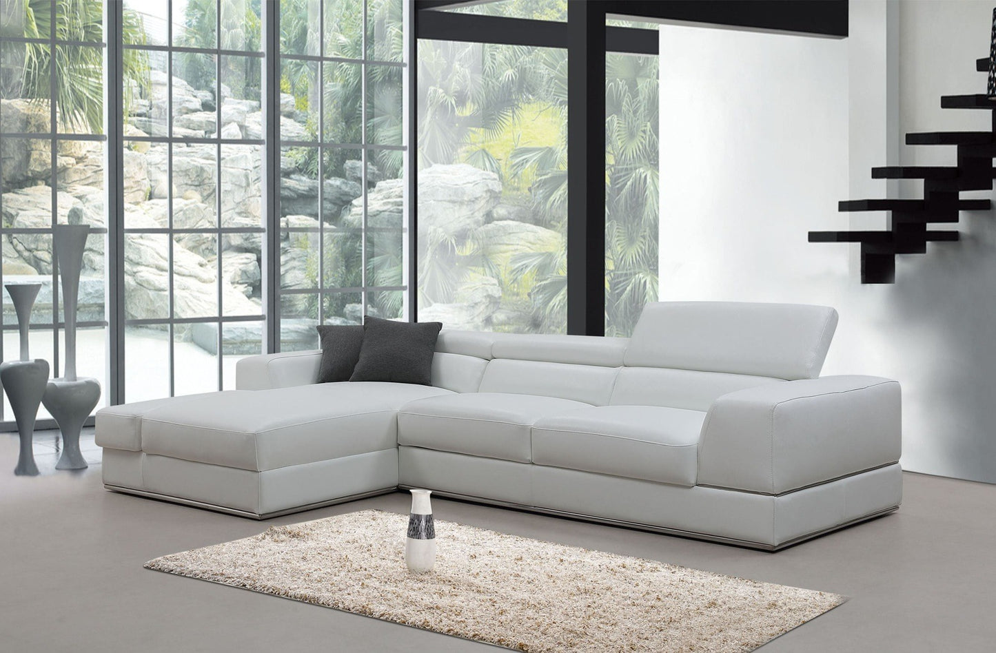 DIVANI CASA PELLA MINI - MODERN WHITE LEATHER LAF SECTIONAL