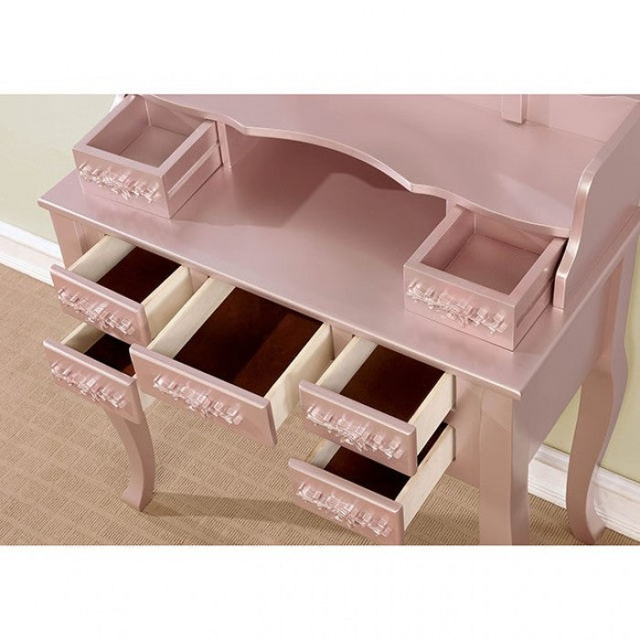 HARRIET VANITY WITH STOOL - ROSE GOLD