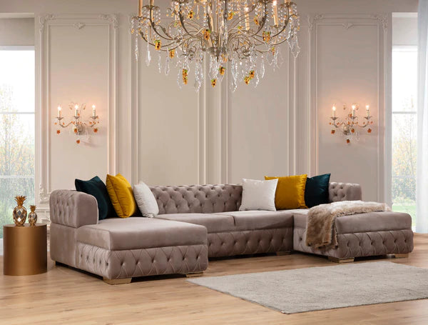 MATILDA - VELVET DOUBLE CHAISE SECTIONAL - GREEN