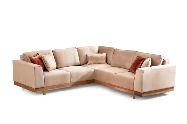 EMILY VELVET 2 PCS SECTIONAL LIVING ROOM SET - BEIGE