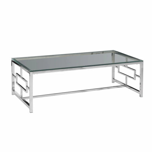 SB-119 SILVER METAL/GLASS COCKTAIL TABLE, KD