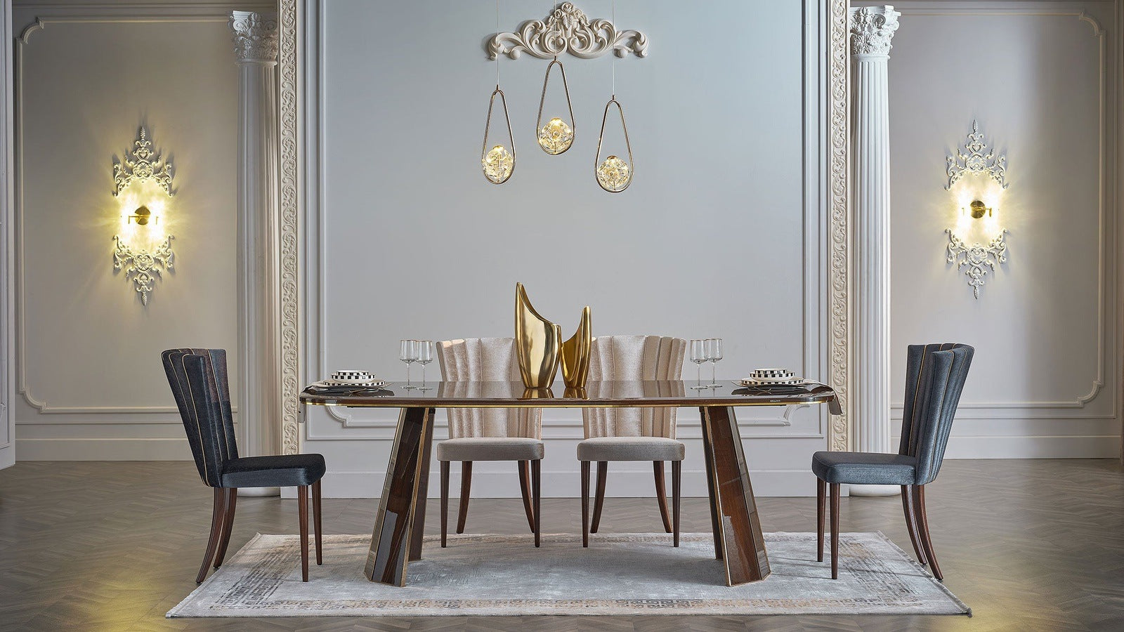 PLAZA TABLE + 6 CHAIRS DINING ROOM SET