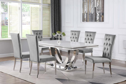 KERWIN TABLE + 6 CHAIRS DINING ROOM SET - GREY