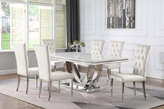 KERWIN TABLE + 6 CHAIRS DINING ROOM SET - WHITE