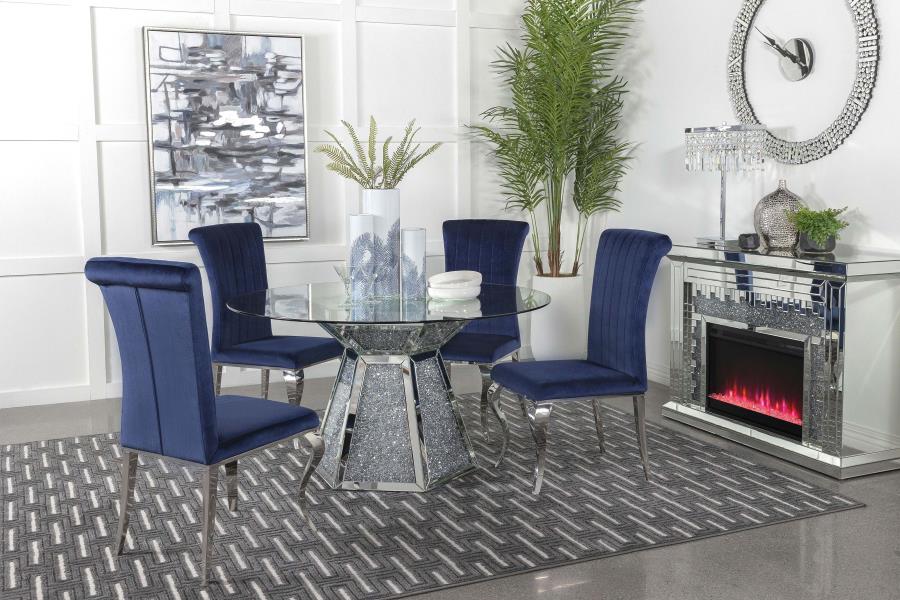 QUINN HEXAGON PEDESTAL DINING ROOM SET - BLUE