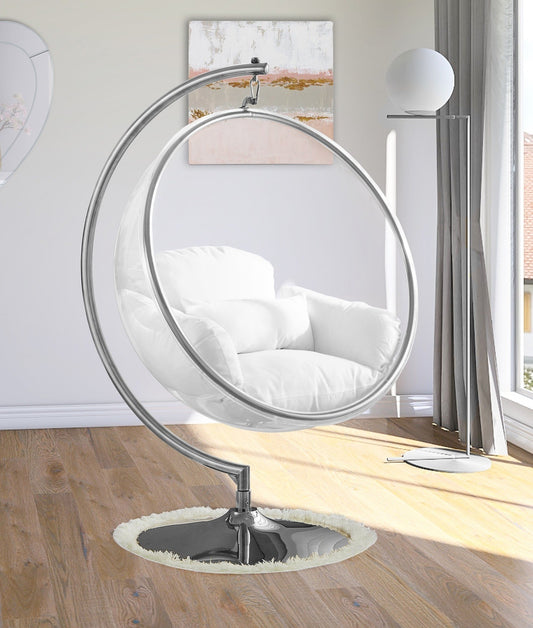 LUNA ACRYLIC SWING BUBBLE ACCENT CHAIR - WHITE