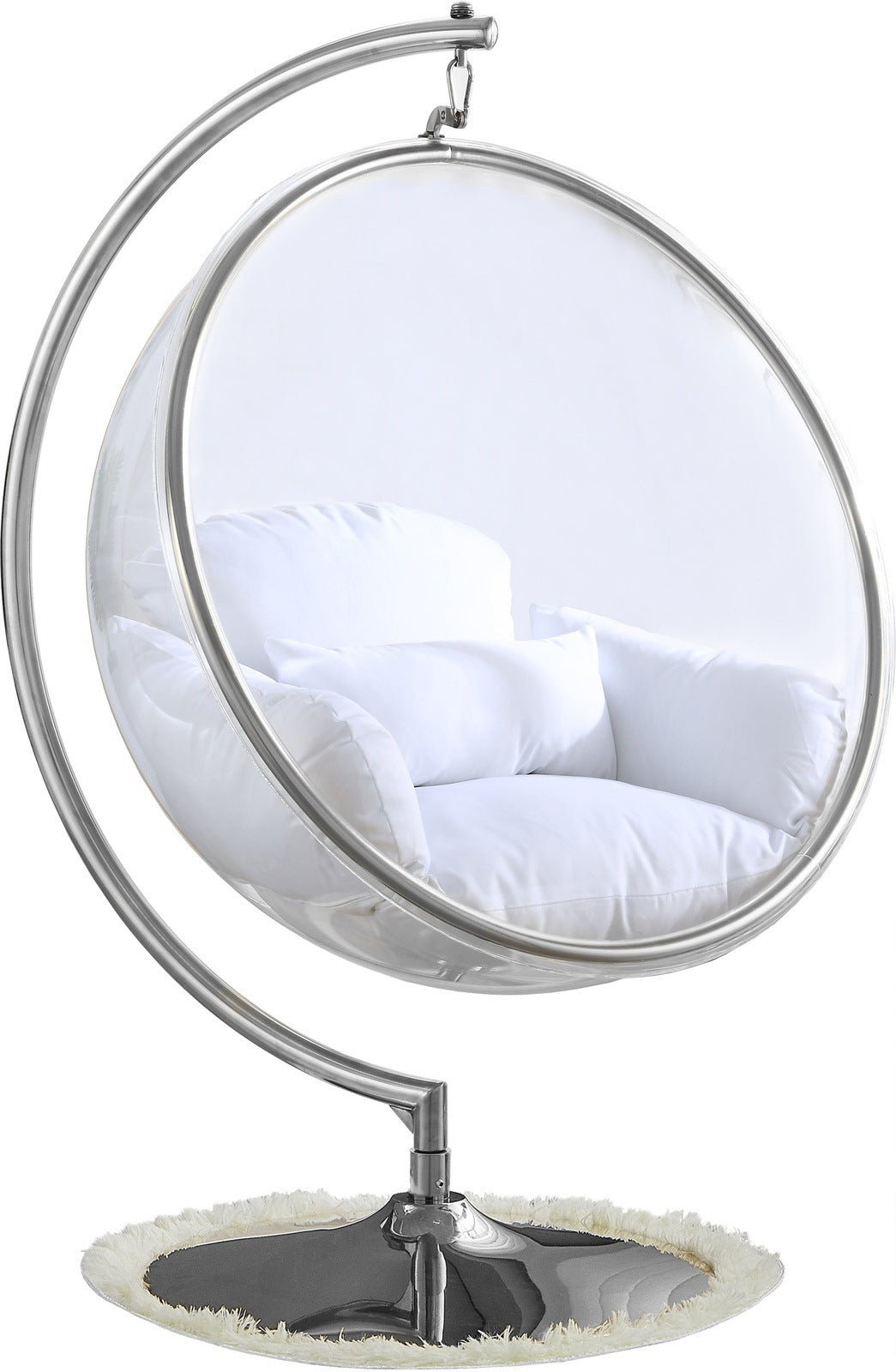 LUNA ACRYLIC SWING BUBBLE ACCENT CHAIR - WHITE