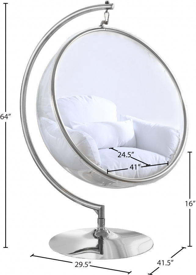 LUNA ACRYLIC SWING BUBBLE ACCENT CHAIR - WHITE