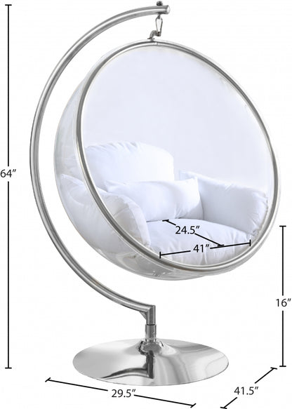 LUNA ACRYLIC SWING BUBBLE ACCENT CHAIR - WHITE