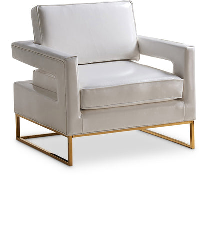 AMELIA FAUX LEATHER ACCENT CHAIR - WHITE