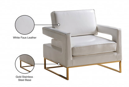 AMELIA FAUX LEATHER ACCENT CHAIR - WHITE