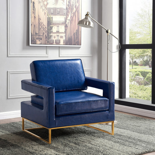 AMELIA FAUX LEATHER ACCENT CHAIR - NAVY BLUE