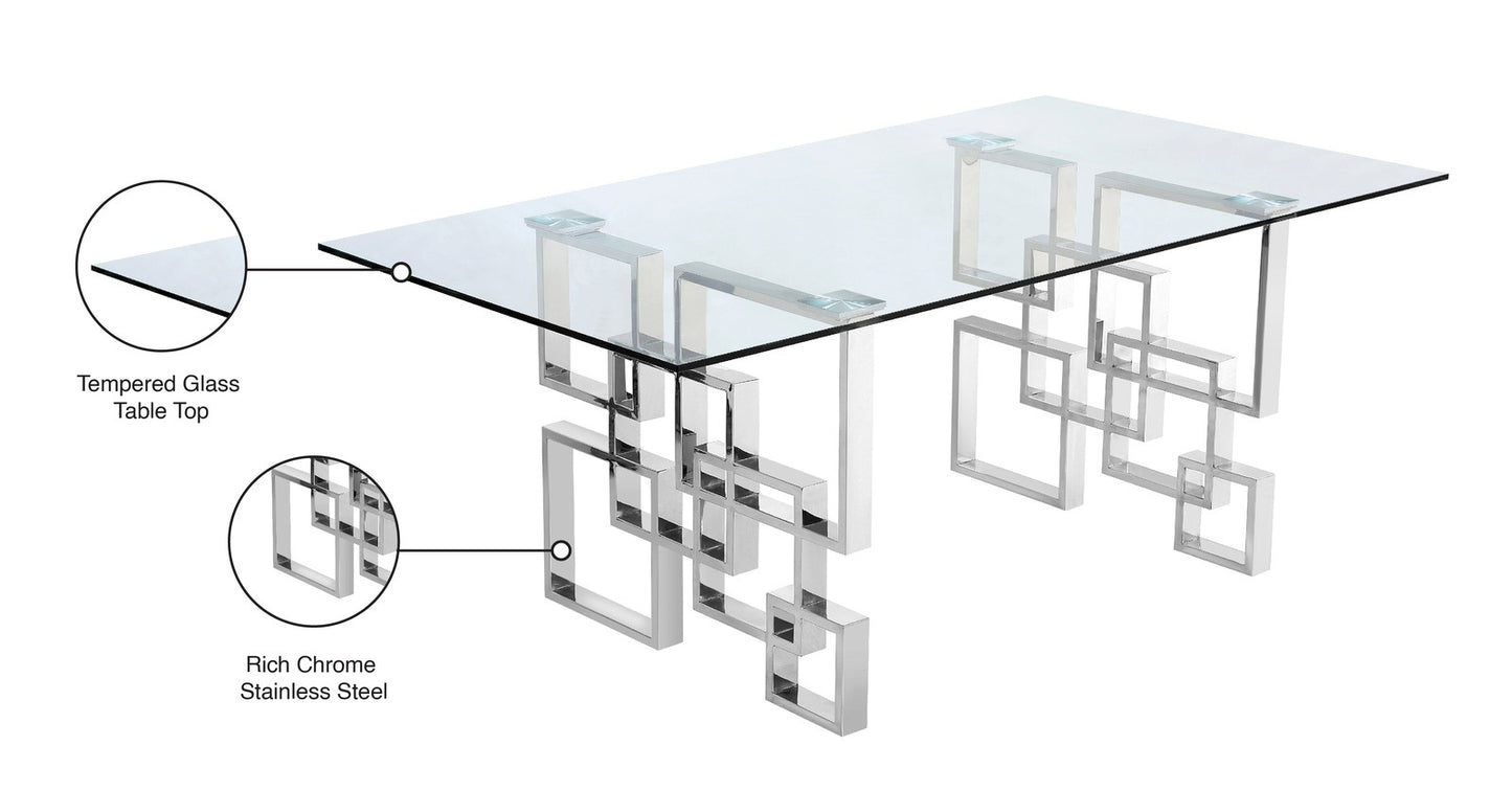 ALEXİS CHROME TABLE + 6 CHAIRS DINING SET