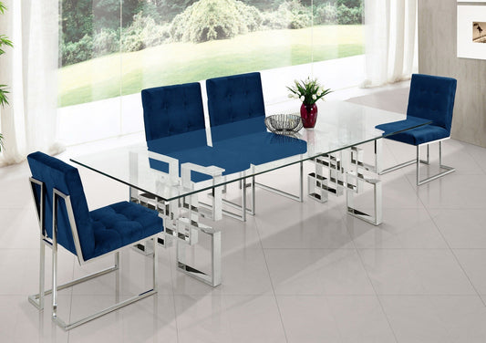 ALEXİS CHROME TABLE + 6 CHAIRS DINING SET