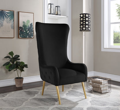 ALEXANDER VELVET ACCENT CHAIR - BLACK