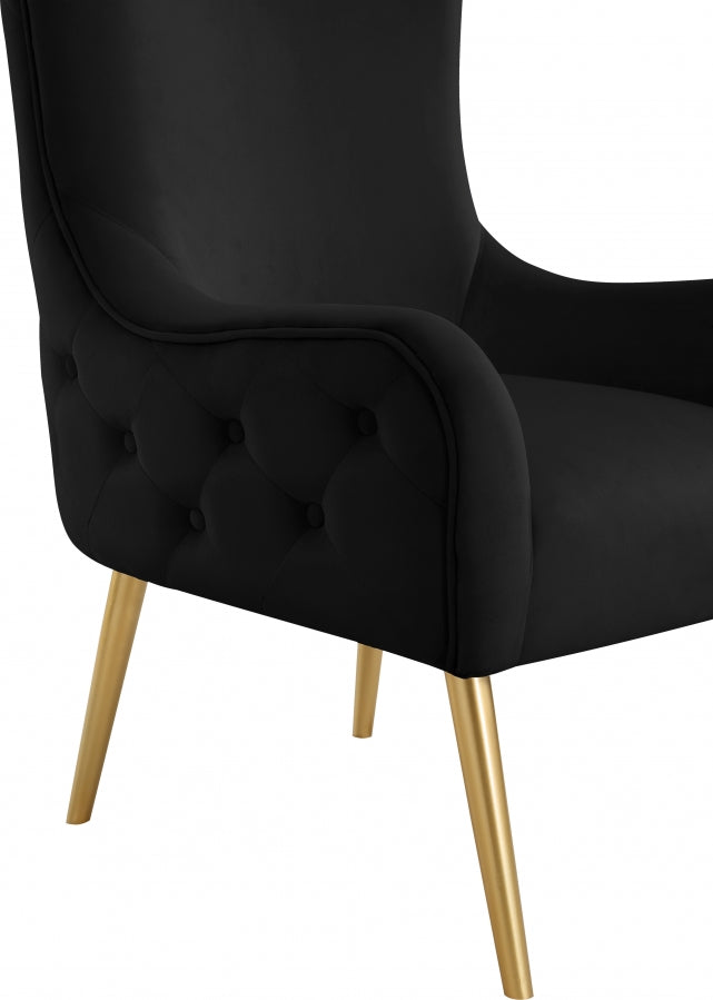 ALEXANDER VELVET ACCENT CHAIR - BLACK